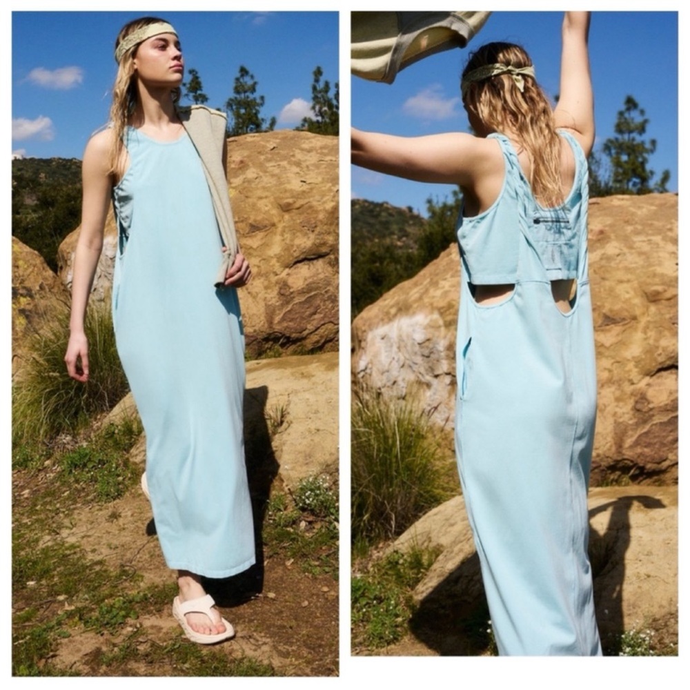 NWT Free People Movement Twist Back Blue Hot Shot Maxi Dress SZ:M